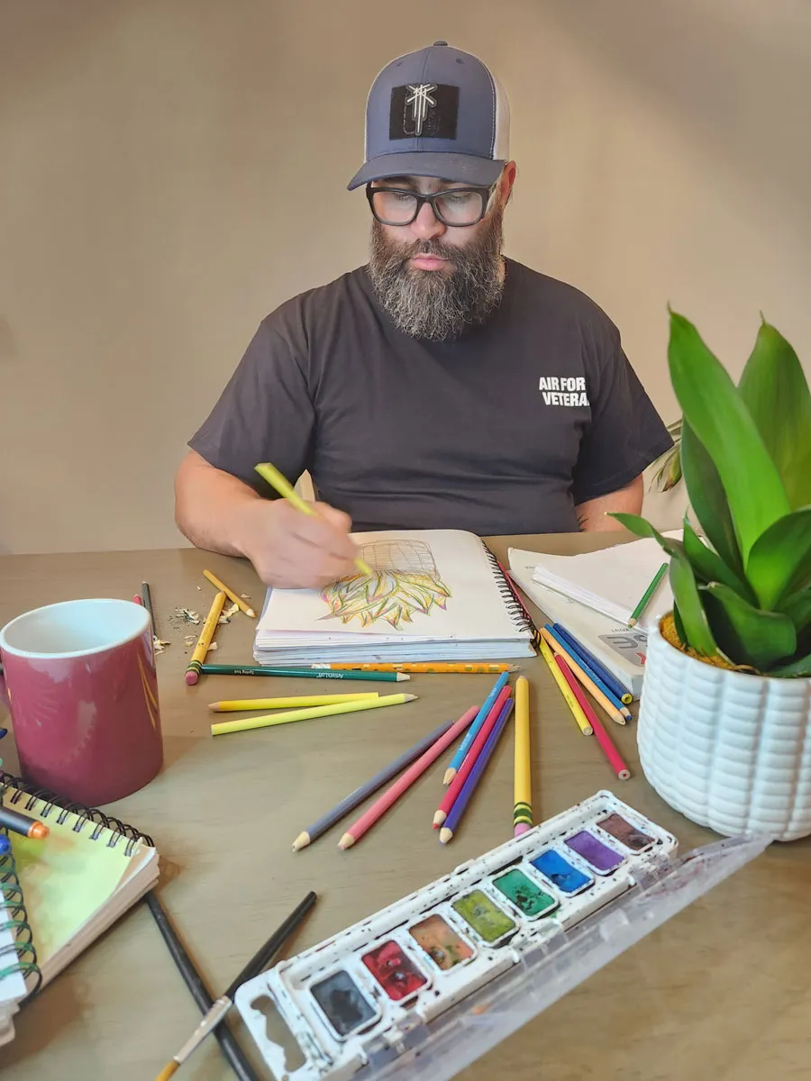 Veteran student painting at the Patriot Art Foundation